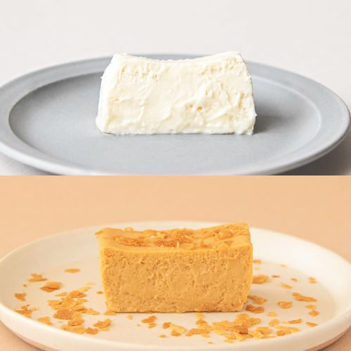 牧場手づくりミルクチーズケーキセット（プレーン・キャラメル岩塩